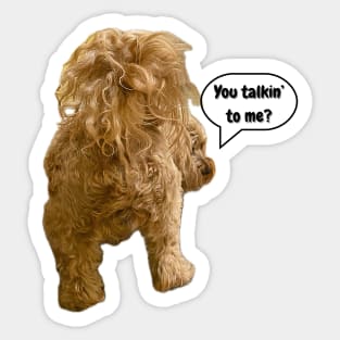 Talk to the tail!  Doodle dog with attitude. Sticker